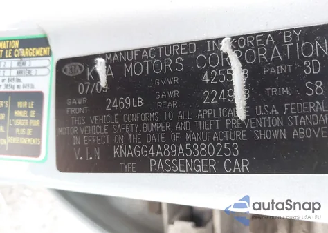 2010 Kia Optima Lx из США, поврежденный, VIN KNAGG4A89A5380253